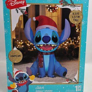 Disney Stitch Airblown Inflatable Christmas Hat Yard Decor 4.5 Feet tall NEW